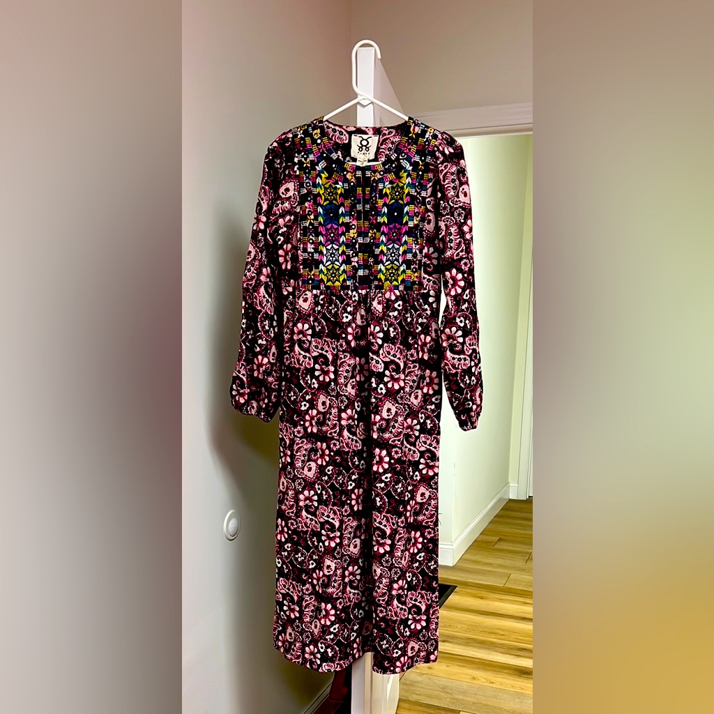 Figue Corduroy Colorful Patterned Long Women's Dress Size Xs